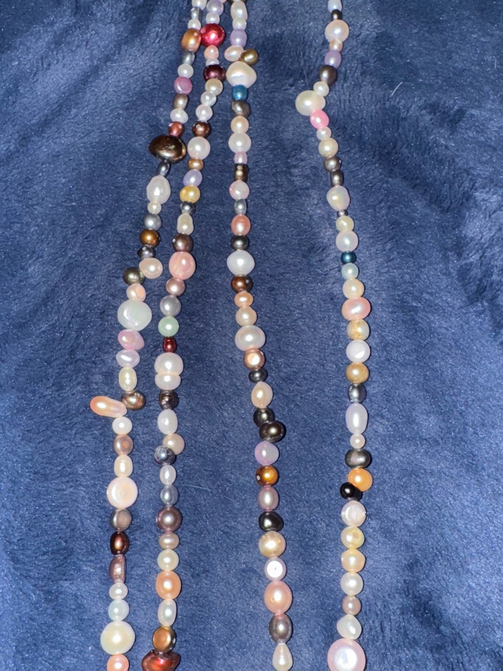 Genuine Baroque Freshwater Pearl Long Strand Necklace • Multicolor Mixed Media - Picture 3 of 3